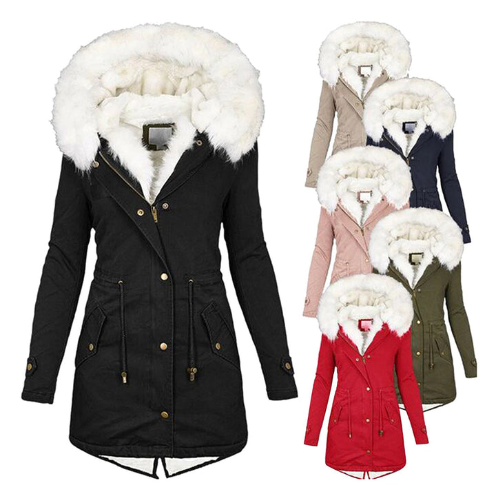 Stylish women's winter coat for extreme cold weather, featuring a warm, cozy design & flattering fit.