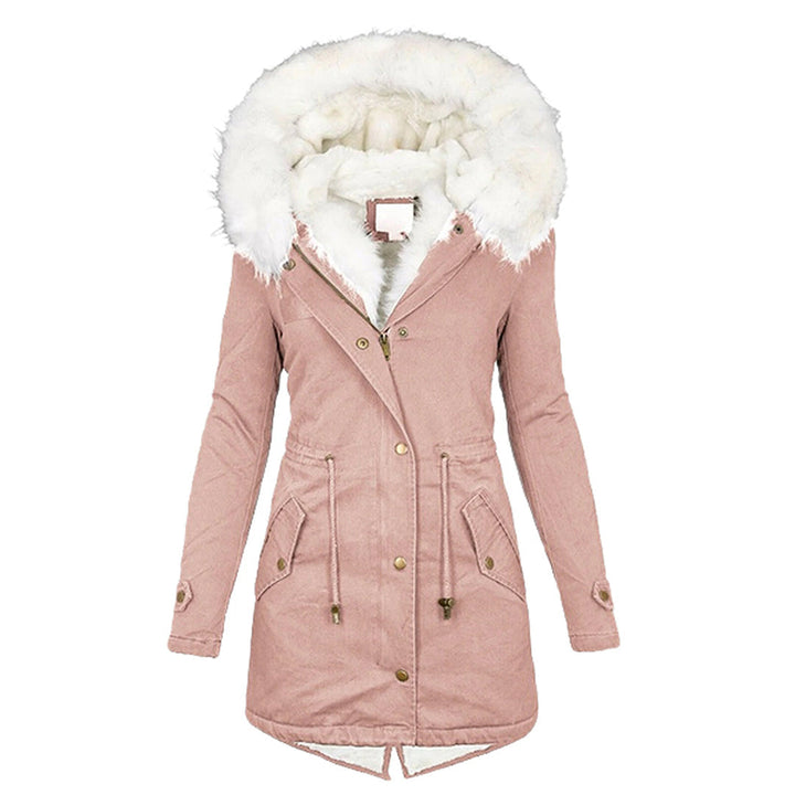 Elegant women's winter coat, stylish outerwear for cold weather, ensuring warmth and a chic look.