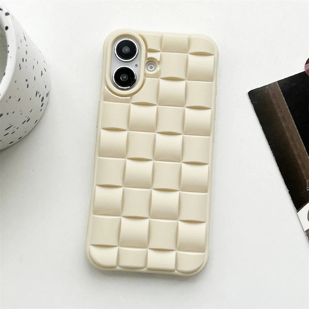 Durable canvas woven iPhone case for women, providing slim, stylish protection with a unique texture.