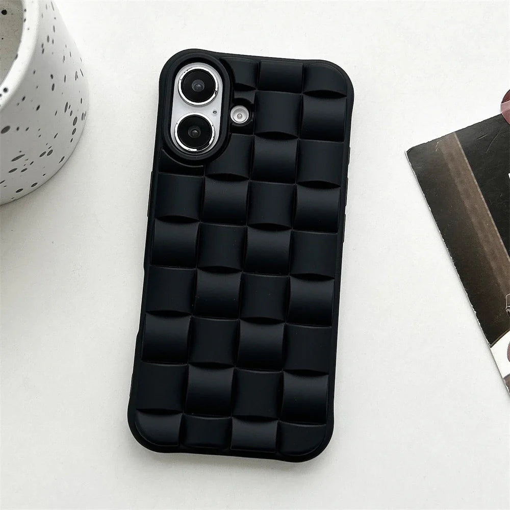 Stylish women's phone cover with a unique woven texture, offering durable and slim protection.