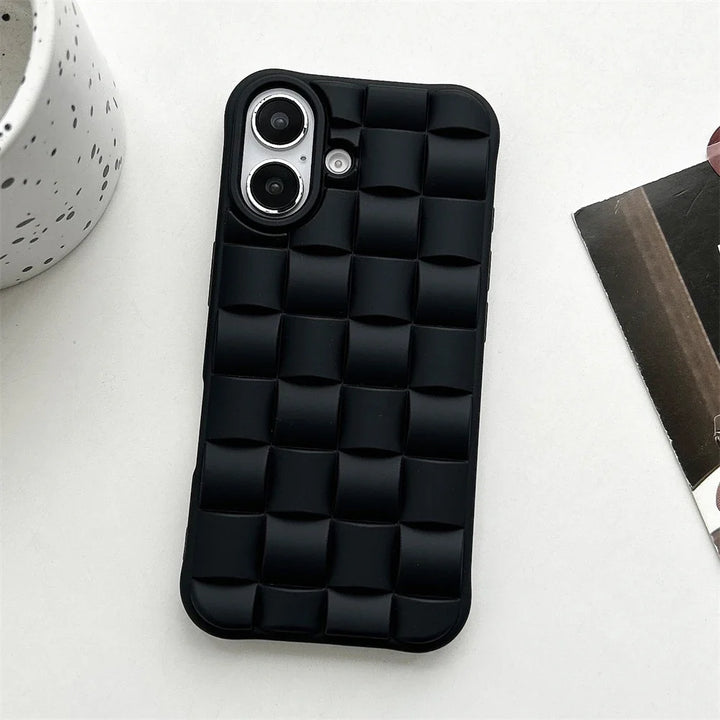 Stylish women's phone cover with a unique woven texture, offering durable and slim protection.