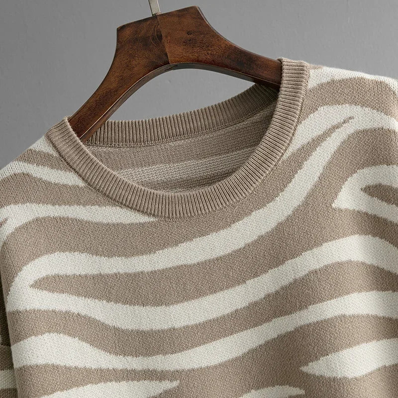 Comfortable zebra print women's loungewear set. Stylish two-piece leisurewear for relaxing at home.