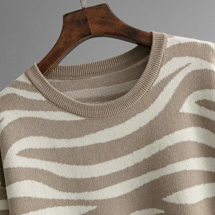 Comfortable zebra print women's loungewear set. Stylish two-piece leisurewear for relaxing at home.