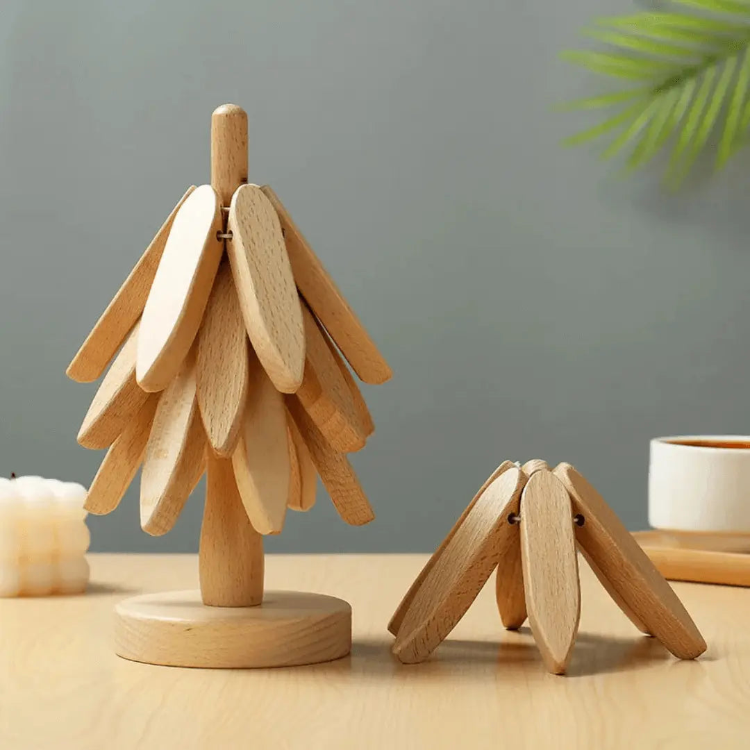 NatureGuard wooden drink coasters, providing elegant table protection & a touch of home decor.