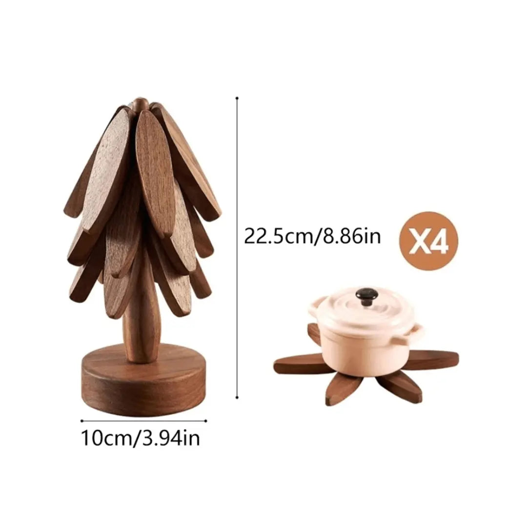 Walnut wooden coasters, an eco-friendly kitchen accessory & home decor item, protecting tables.