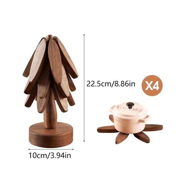 Walnut wooden coasters, an eco-friendly kitchen accessory & home decor item, protecting tables.