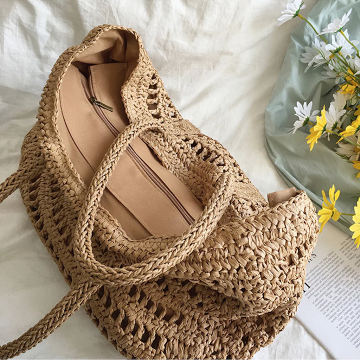 Chic woven women's tote bag, perfect for summer, beach, or as a stylish everyday carry-all.