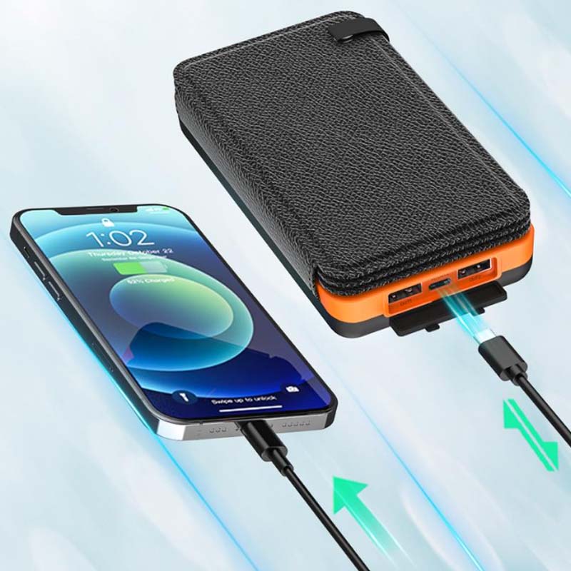 SunCore 4-panel solar power bank charging multiple devices, versatile emergency power solution