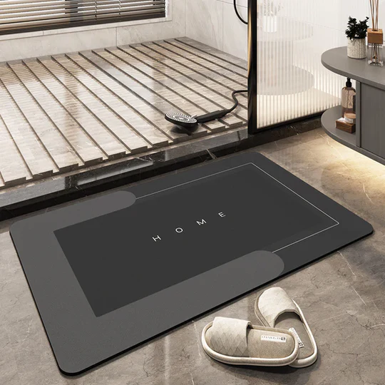 Non-slip quick-dry floor mat for bathroom & kitchen. Highly absorbent, modern home decor floor rug, easy clean.