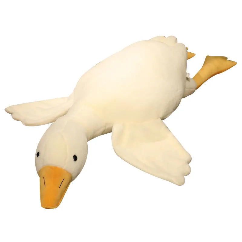 Super soft white plush goose stuffed animal, perfect for cuddling and cozy comfort. A great gift idea.