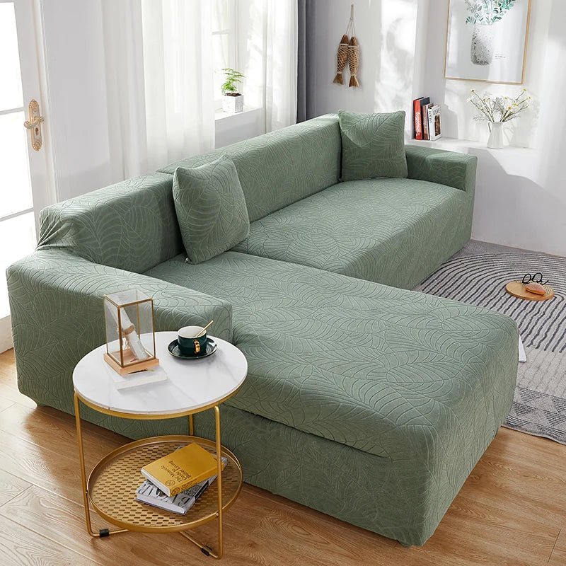 L-shape sectional slipcover, tailored polyester for furniture protection & living room style.