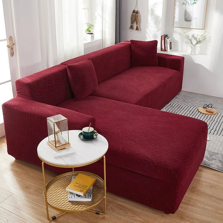 Easy care L-shape polyester sofa cover, stretch fabric ensures a perfect fit for sectionals.