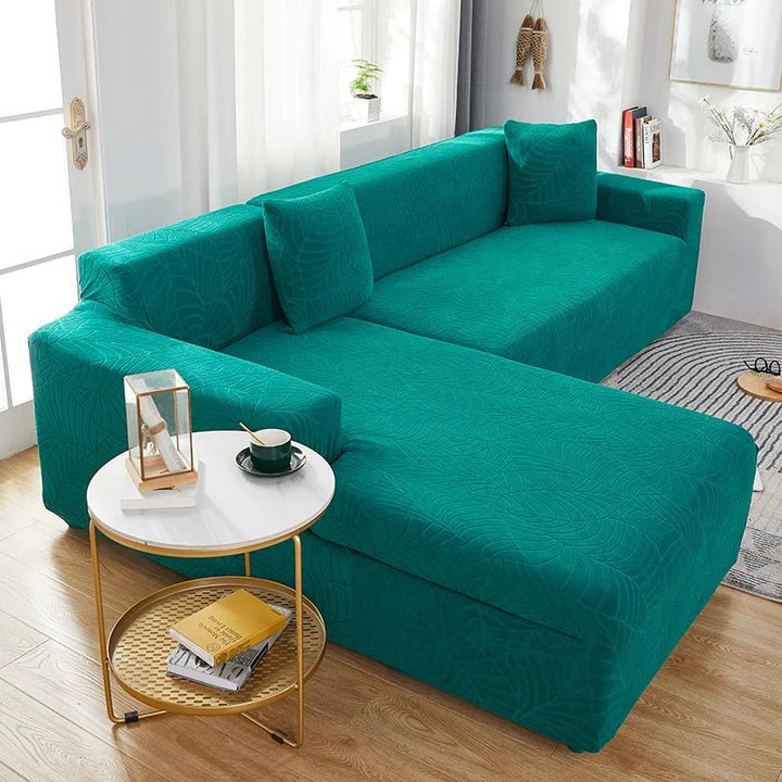 Modern tailored L-shape polyester slipcover for sectional sofas, pet friendly and durable.
