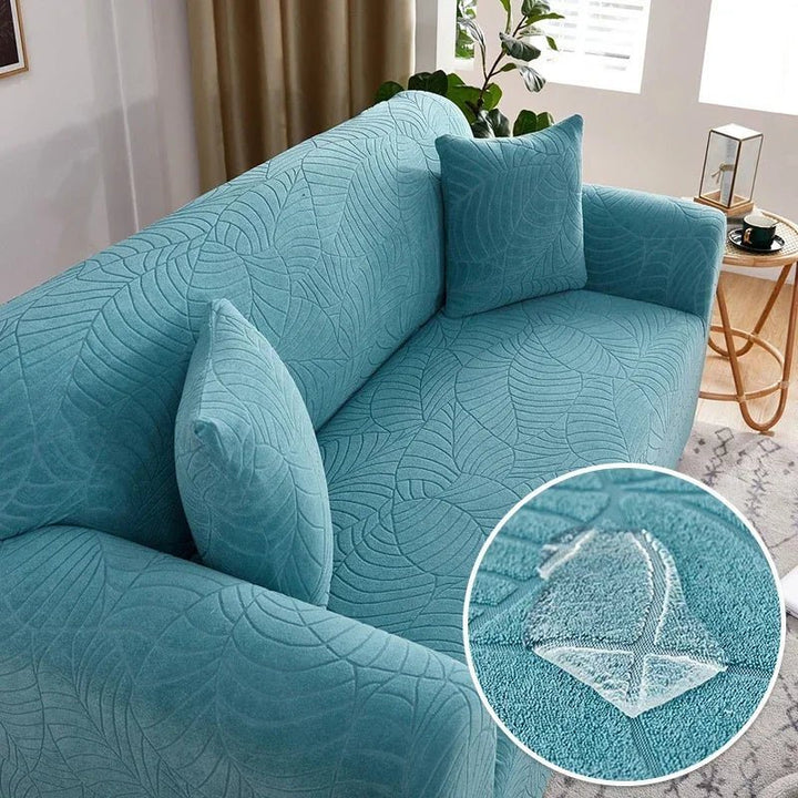 L-shape sectional sofa slipcover, stretch polyester, furniture protection, easy care.