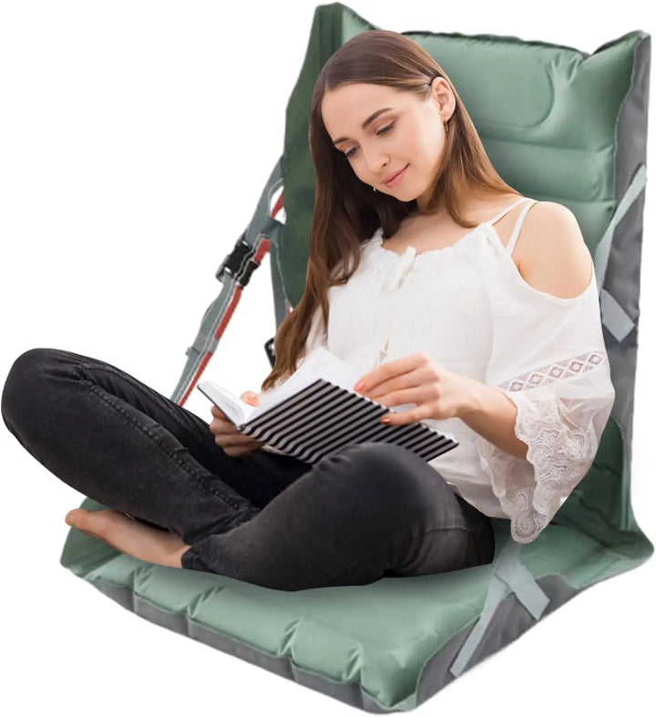 Taron foldable inflatable camping seat with backrest, portable outdoor comfort for hiking and beach