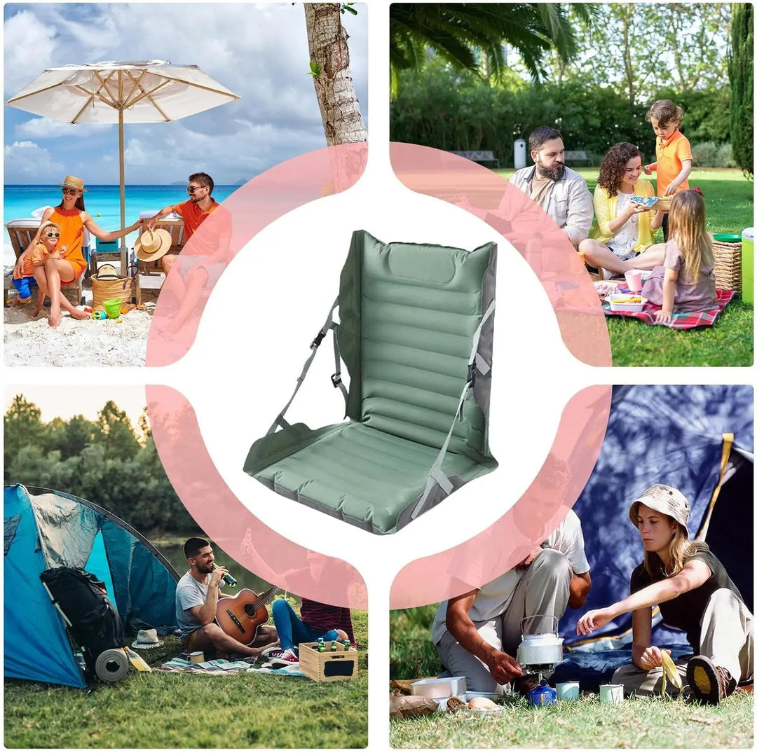 Portable Taron inflatable chair with backrest, ideal for outdoor camping, beach, and travel comfort