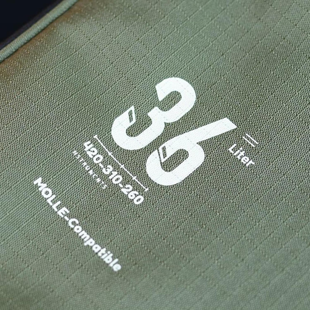 Side view of Tarvos camping duffle bag, showcasing ample storage and table option