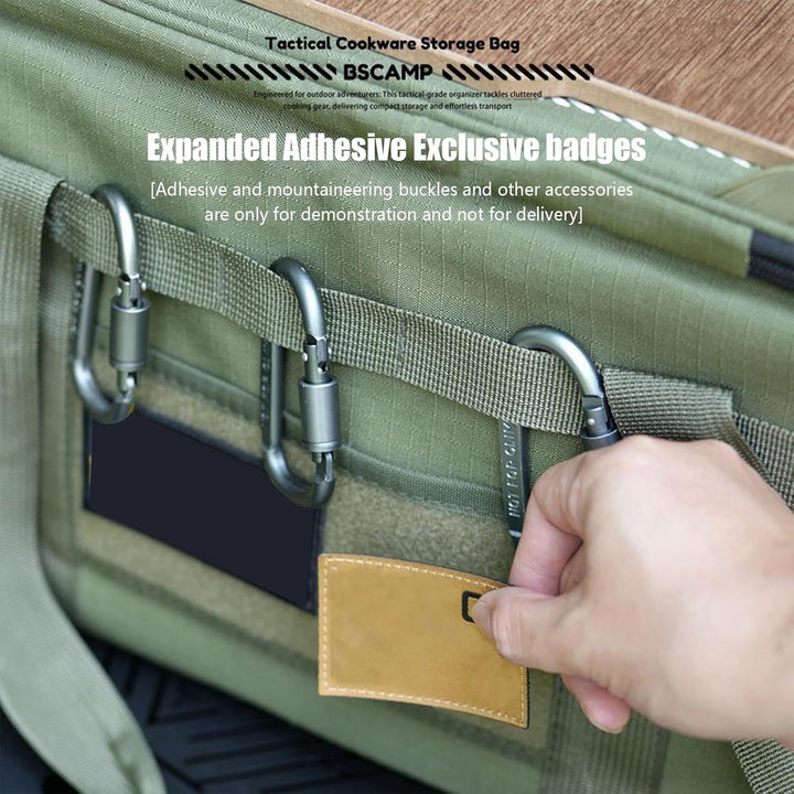 Tarvos adventure travel duffle bag and detachable table displayed on a campsite