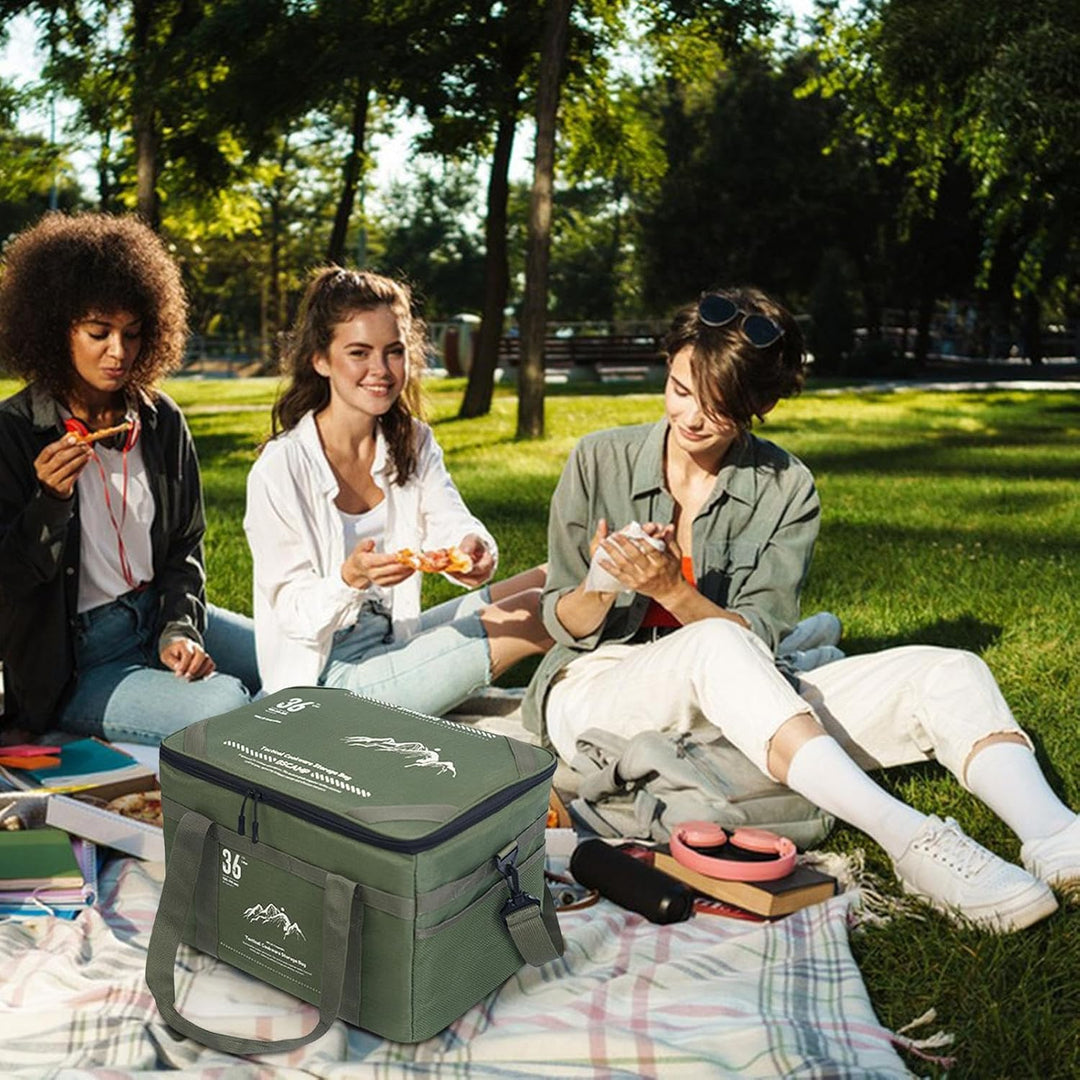 Top view of Tarvos camping duffle bag, showing main compartment and folded table