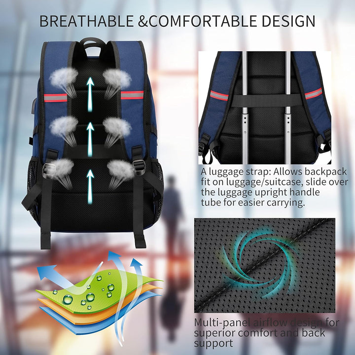 TechPro anti-theft travel backpack, water-resistant with USB, for secure and easy charging