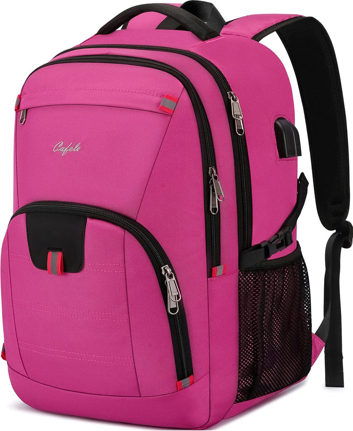 Water-resistant laptop backpack with USB and anti-theft design, showcasing material quality