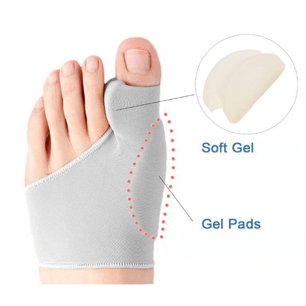 Beige bunion corrector ensuring teen foot comfort & discreet support during daily activities.