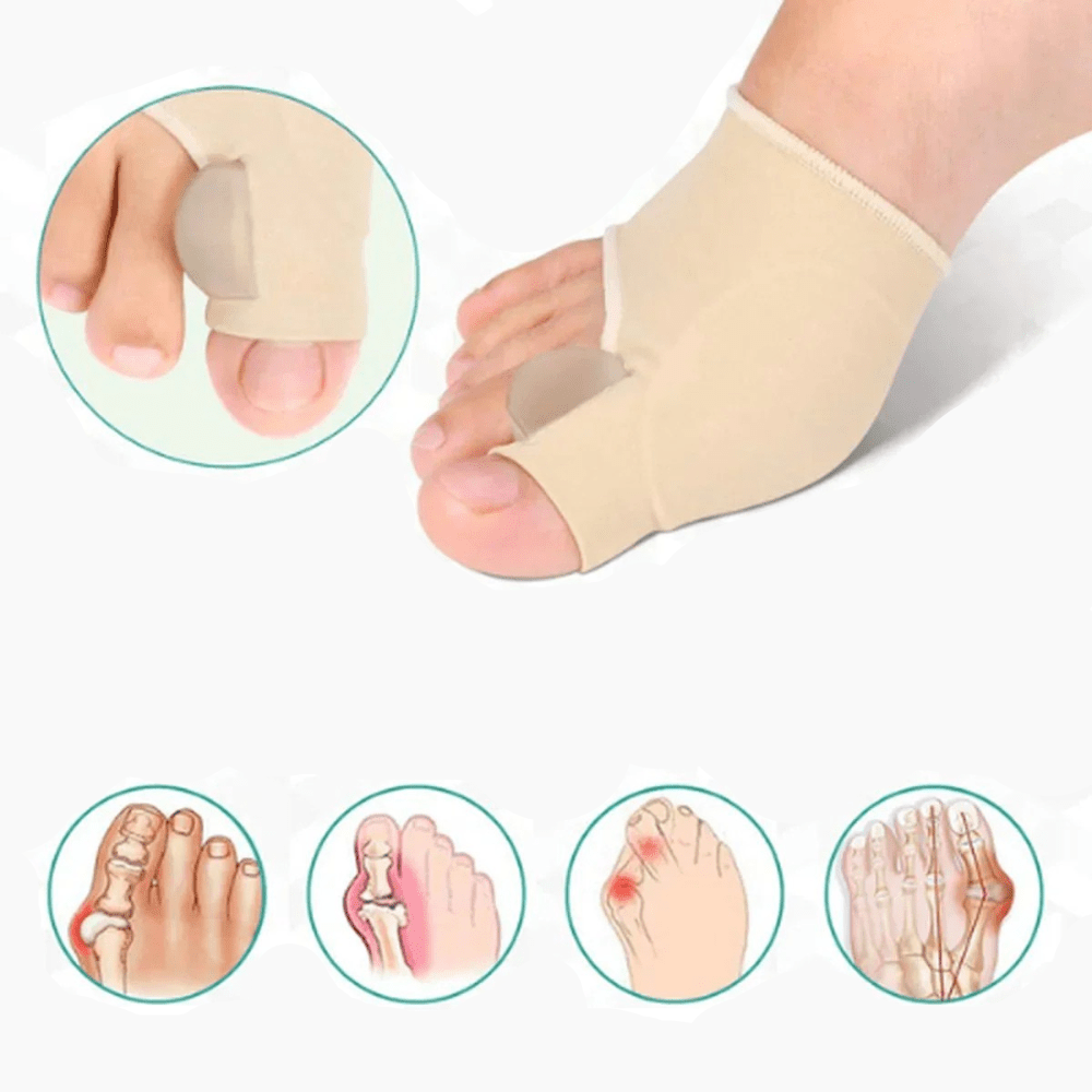 Grey bunion corrector for teens, providing discreet foot support & effective hallux valgus correction.