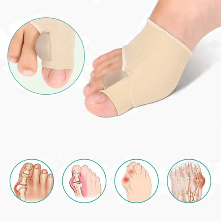 Grey bunion corrector for teens, providing discreet foot support & effective hallux valgus correction.