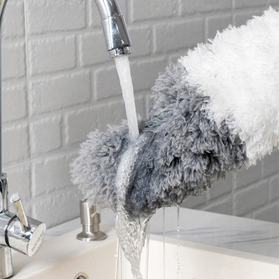 Versatile extendable duster for comprehensive home cleaning, tackling cobwebs, fans, and high surfaces.