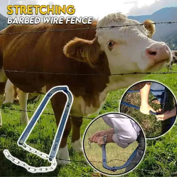 Heavy-duty farm & ranch fence repair tool. A robust wire tensioner for agriculture & livestock fencing projects.