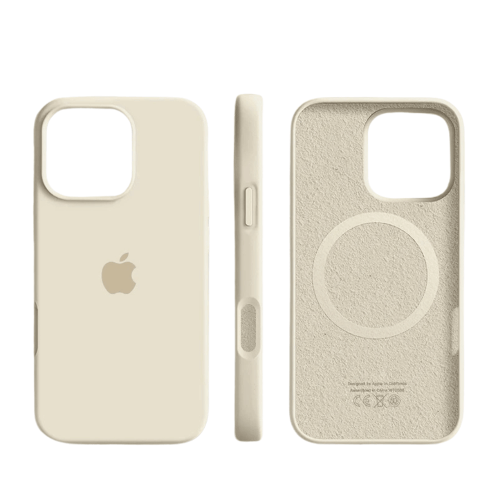 Thin magnetic silicone iPhone case, MagSafe compatible. Soft-touch for grip & durable phone protection.