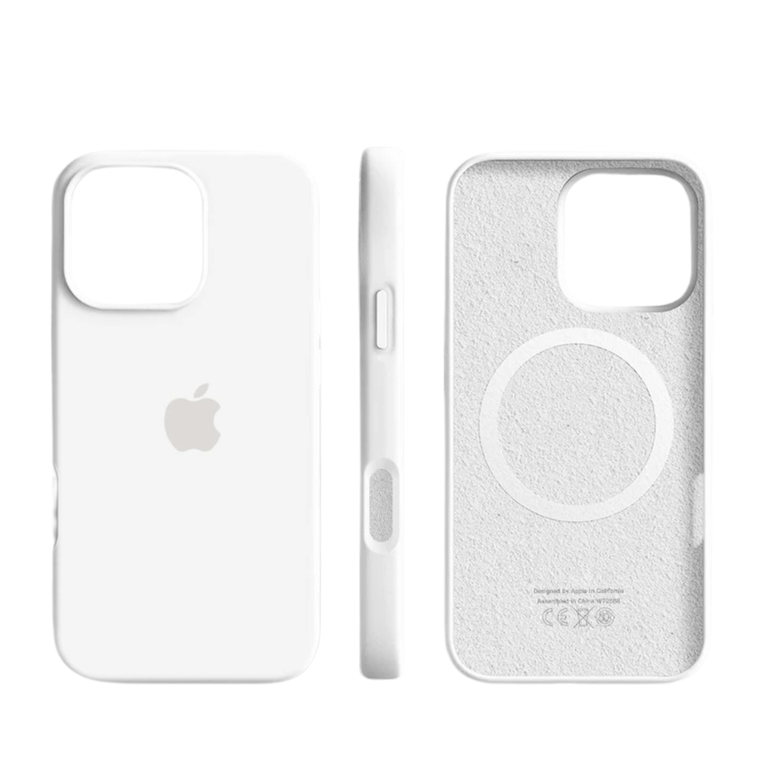 Magnetic silicone iPhone case, engineered for a thin profile and MagSafe compatibility. Soft-touch finish.