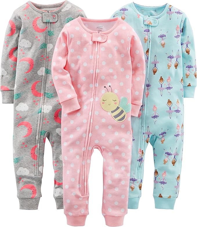 Toddler sleep set: three pairs of footless cotton pajamas for young children