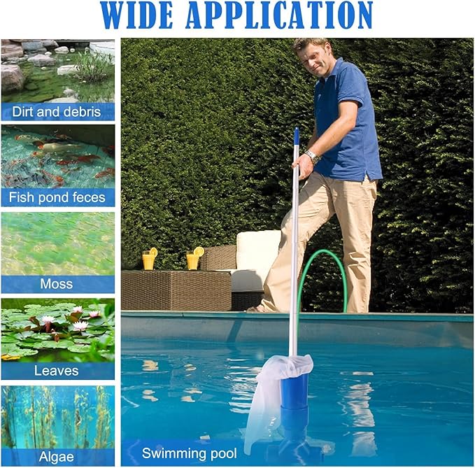 Clean, clear pool water after using the TIDYPOOL manual pool vacuum for superior debris removal.