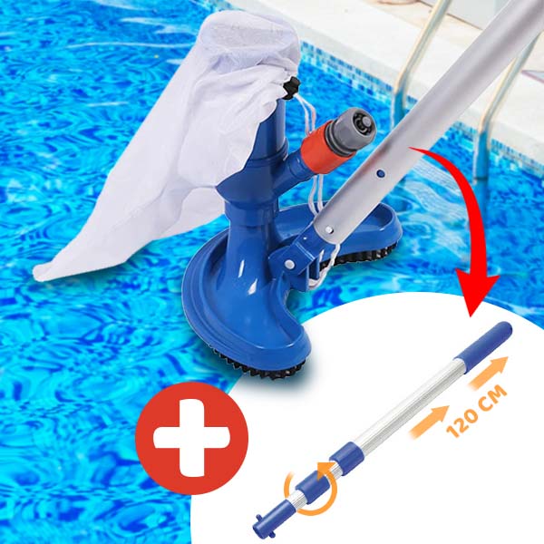 Close-up of TIDYPOOL manual cleaner head with brush for efficient pool & spa bottom cleaning.