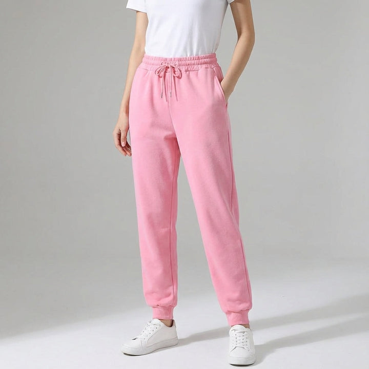 Close-up of soft cotton fabrication on Tiffany women's joggers, highlighting comfortable texture