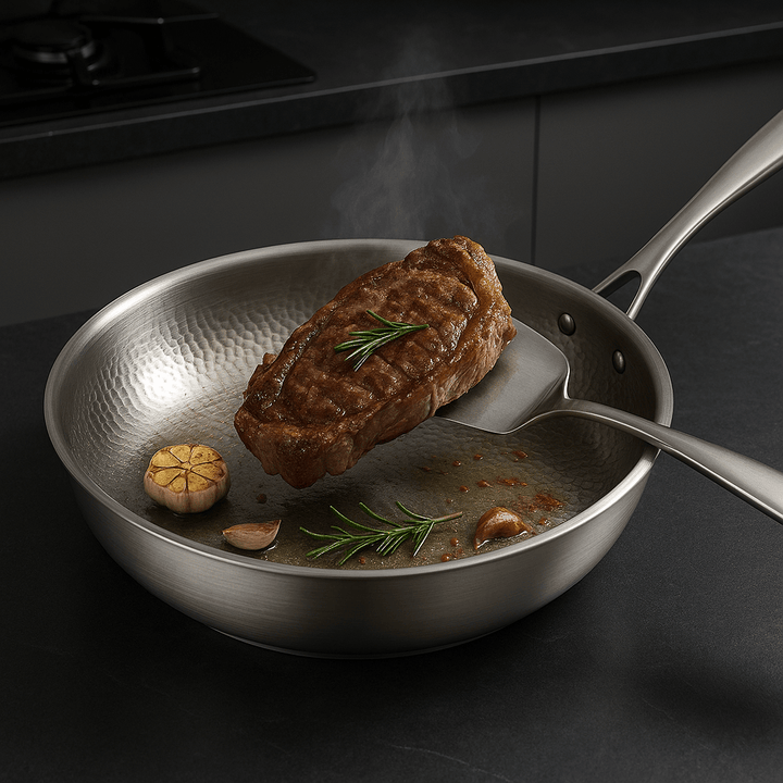 TITANFORGE durable uncoated titanium frying pan, built for scratch resistance & longevity, a premium choice for your kitchen.