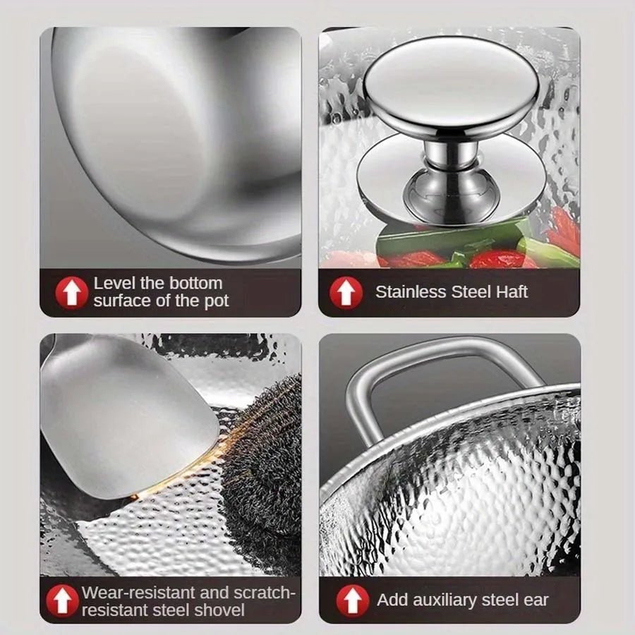 Sleek titanium induction wok with a deep, round bottom design, ensuring professional stir-frying results every time.