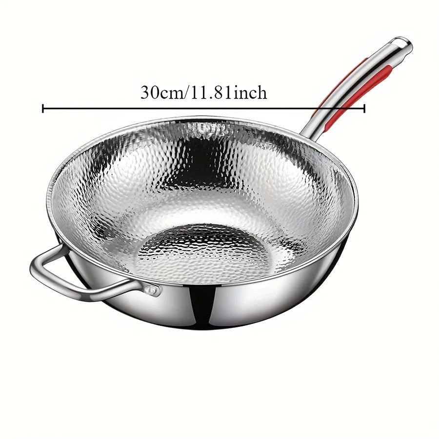 Close-up of titanium wok interior, showcasing its non-stick surface and robust round bottom, ready for induction.