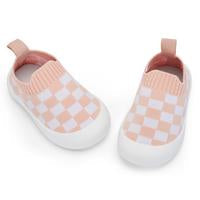 Active kids' checkered slip-on shoes, designed for playtime. Comfortable baby footwear, easy to put on.