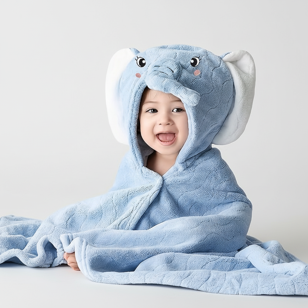 Soft polyester Toddler's SnuggleDino hooded animal bathrobe, plush texture
