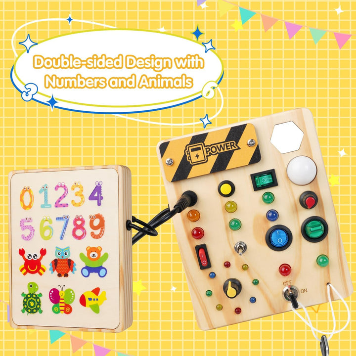 Bright LED Montessori pegboard for toddlers, enhancing early learning, fine motor skills, and sensory play.