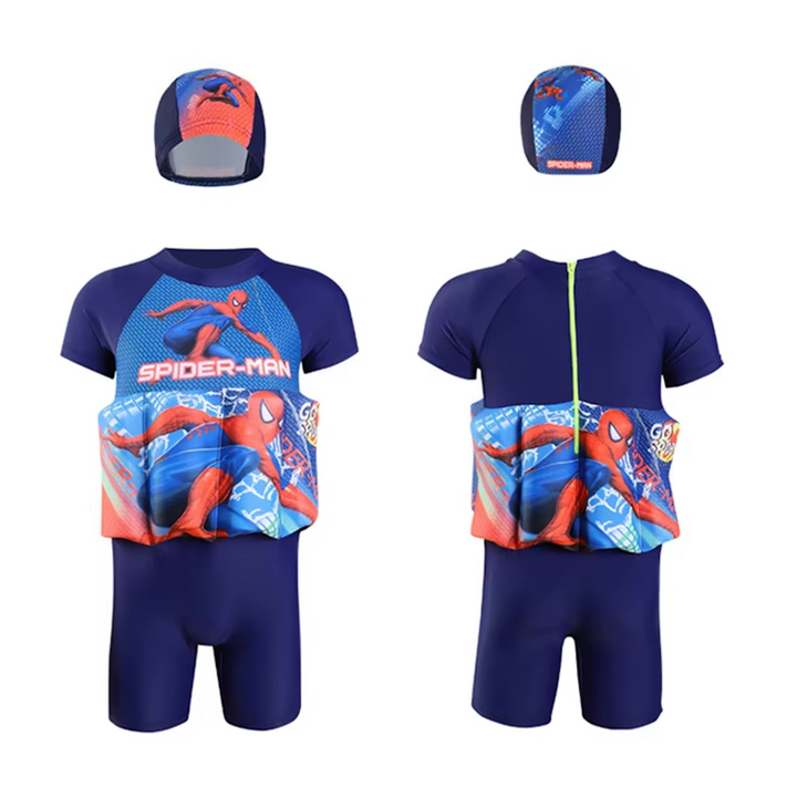 Green kids' UV protection swim vest with integrated shorts, designed for safe toddler water fun.