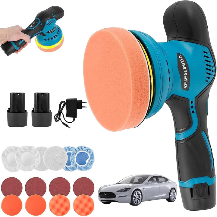 Torvex cordless car polisher with dual batteries & 8-speed control for detailing and waxing