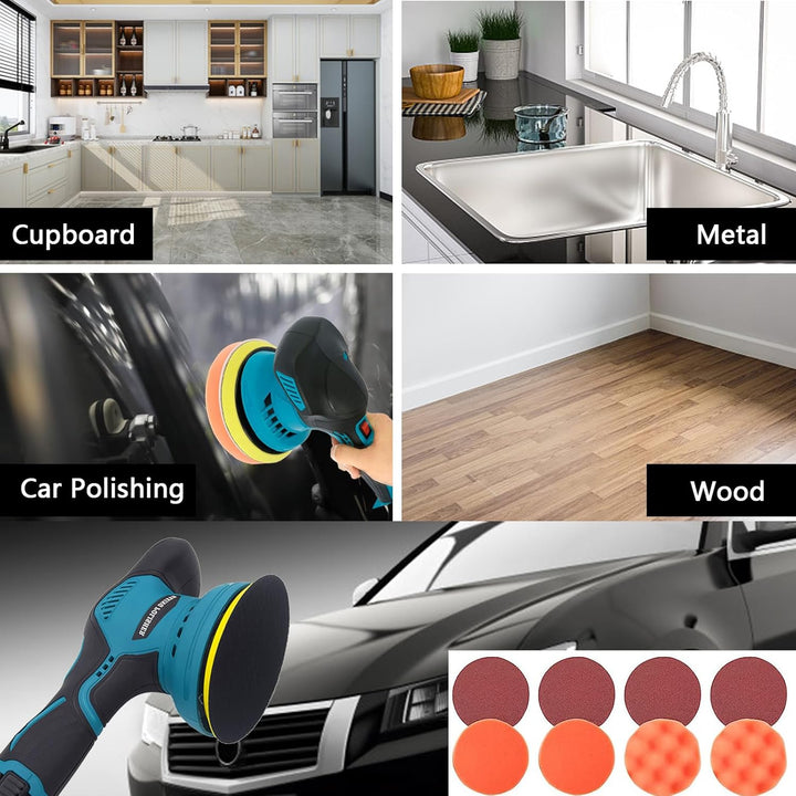 Close-up of Torvex cordless car polisher's 8-speed control dial, powerful and versatile