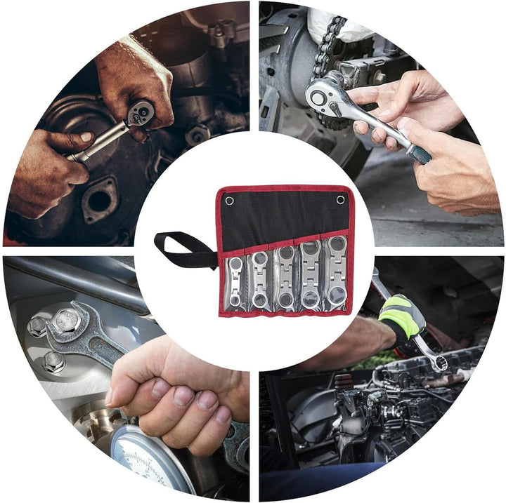 Ergonomic ratcheting wrench with adjustable flex head, a durable tool for professional mechanics.