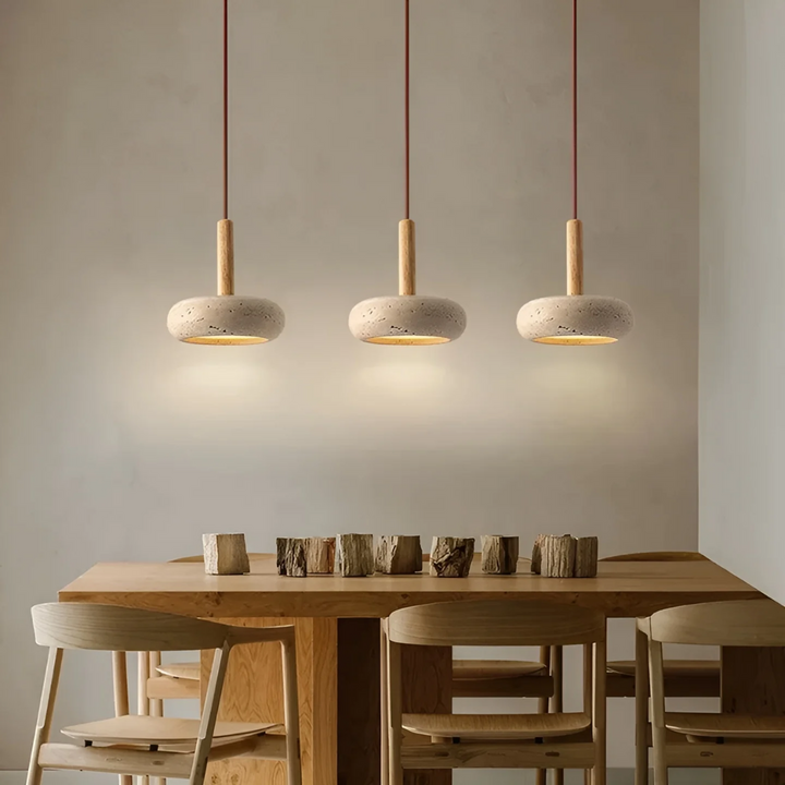 TranquilHalo LED Japanese style ceiling pendant lamp. Modern ambient lighting & home decor, perfect for peaceful spaces.