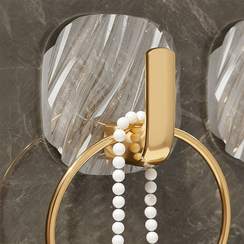 Strong hold transparent adhesive wall hook for modern decor and efficient home organization.