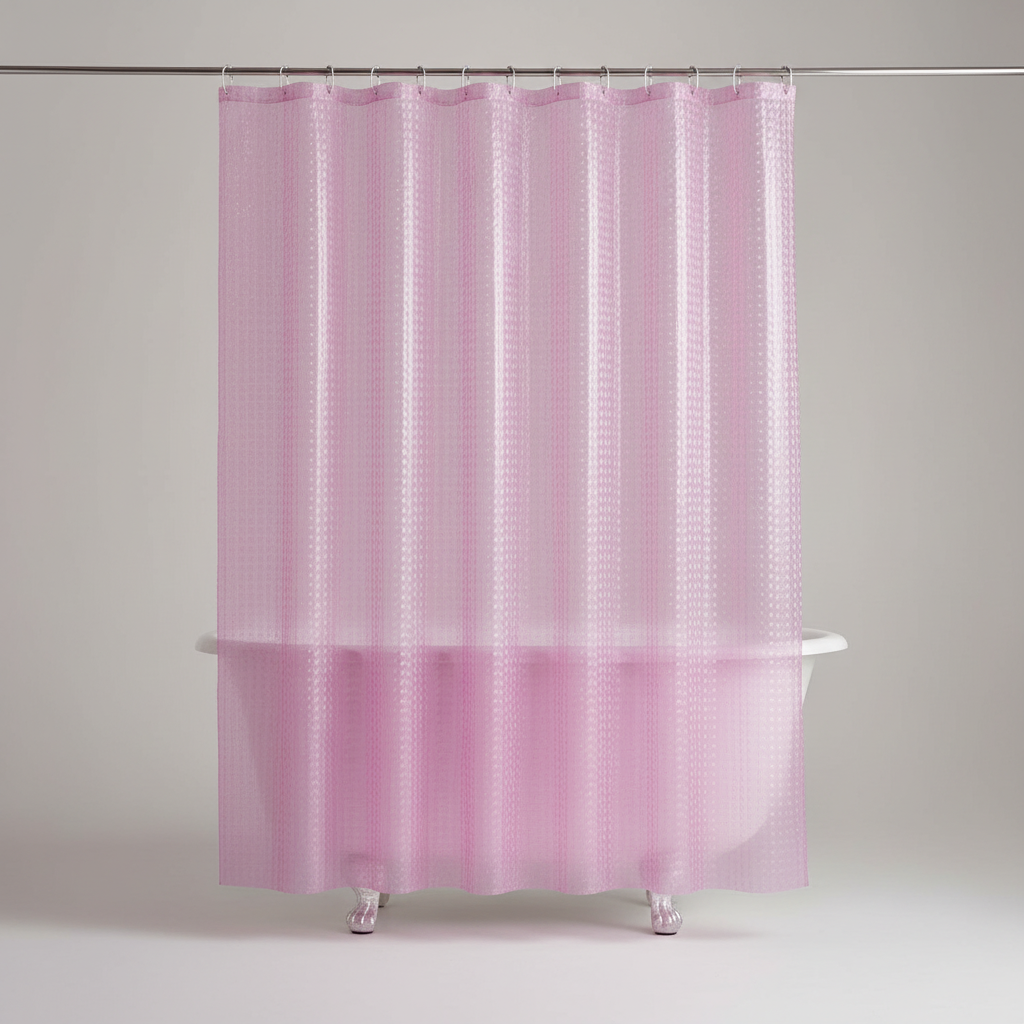 Waterproof EVA shower curtain, transparent 3D cube design, bathroom essential