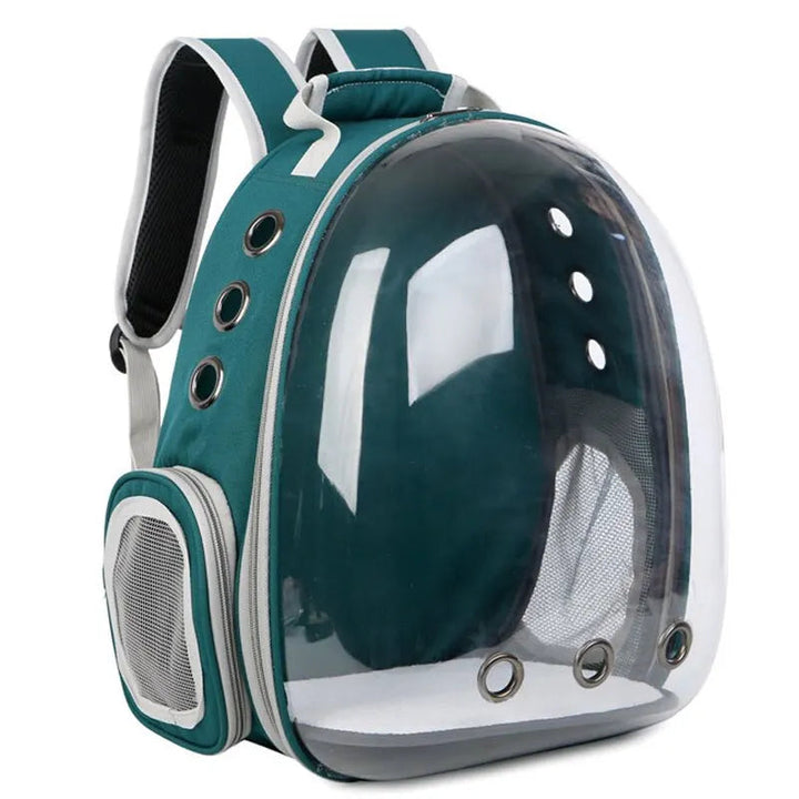 Breathable pet travel backpack for small dogs & cats. Transparent design for outdoor adventures & puppy comfort.